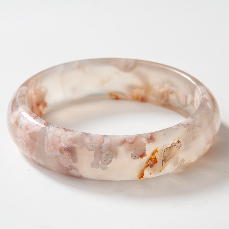 一物一图马达加斯天然樱花玛瑙玉手镯子冰透女款手镯