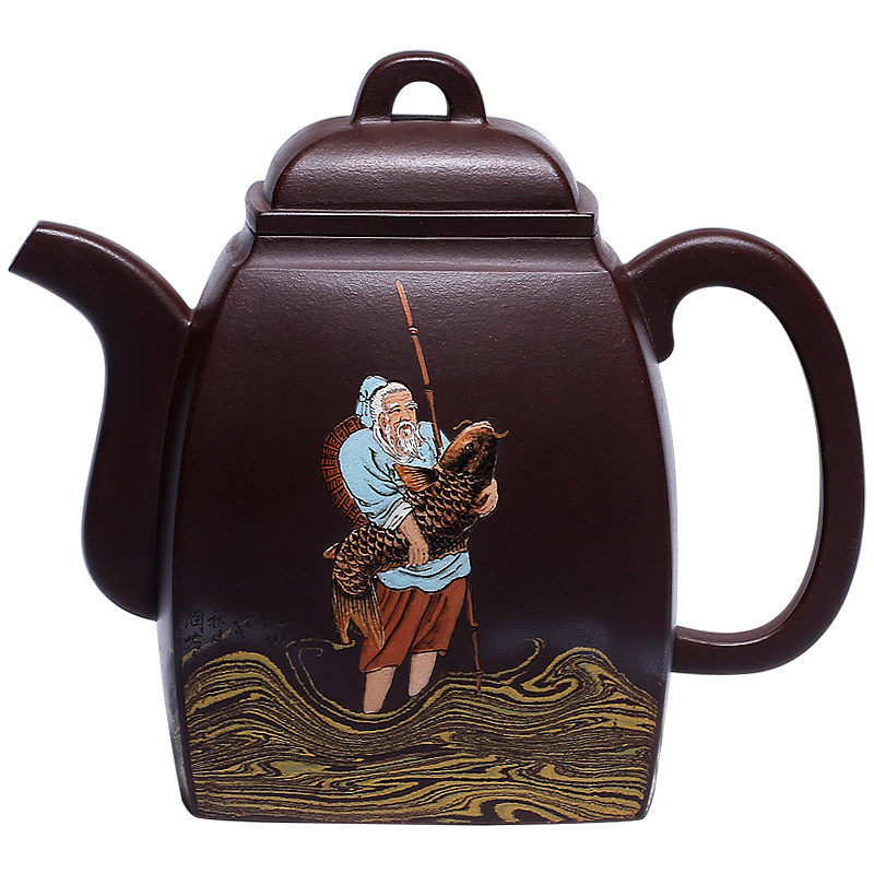 茶壶重器高端精品紫砂名家张小岭手工泥绘绞泥茶壶