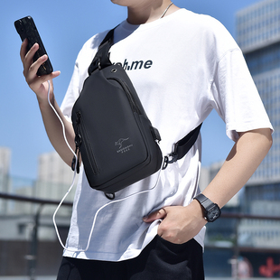 萨奇袋鼠胸包男士背包2023尼龙胸包休闲运动旅游胸前包单肩斜挎包