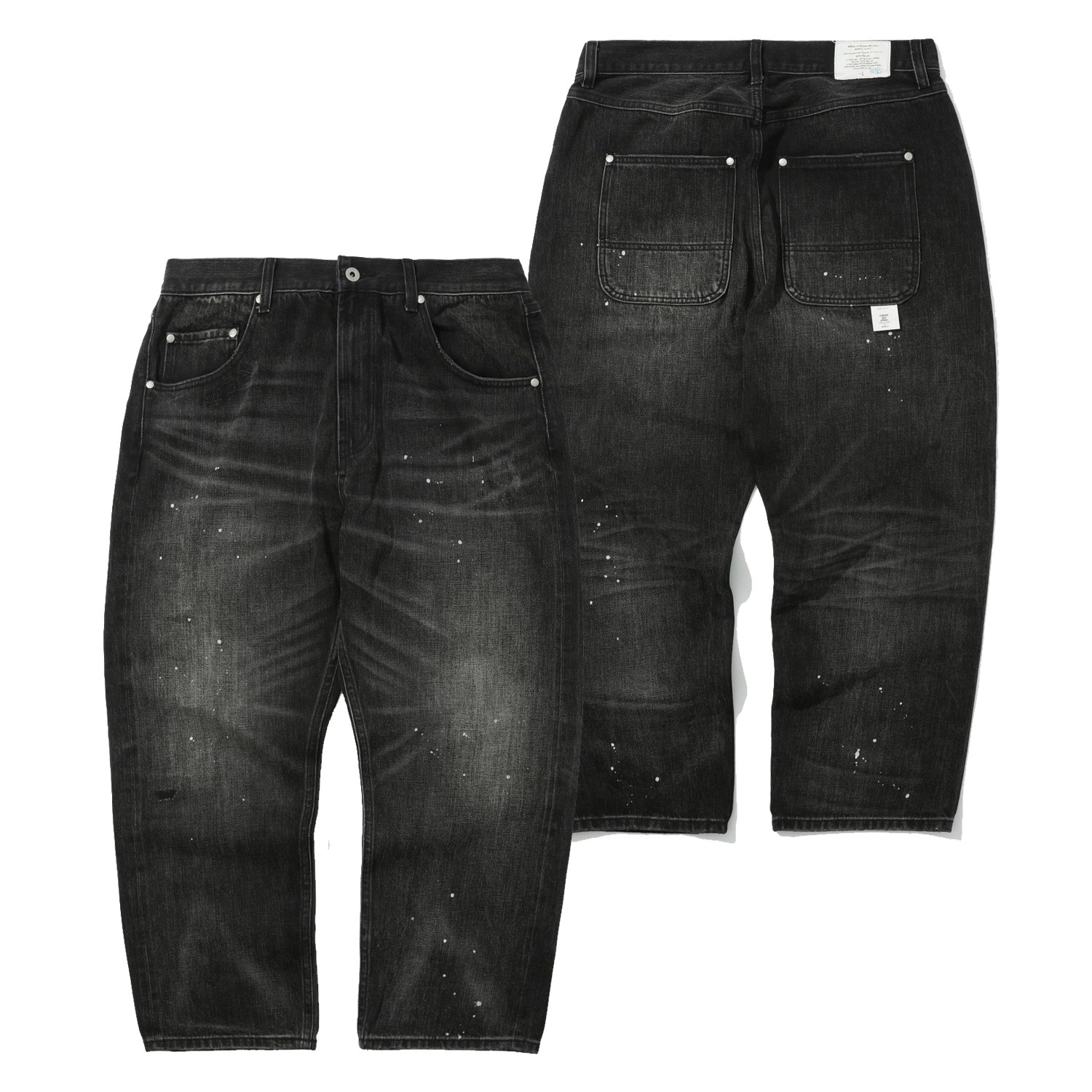 madnesswasheddenimpants20aw水洗刺绣泼墨墨白牛仔裤牛仔裤