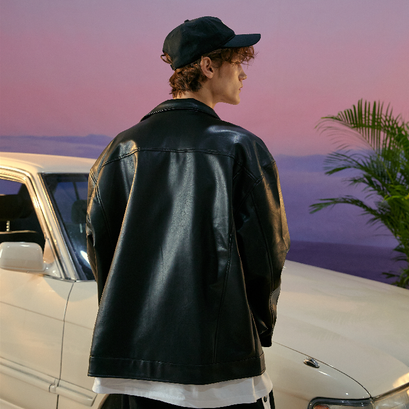 suamoment血爪抓痕夜光硅胶休闲pu皮衣外套男潮夹克