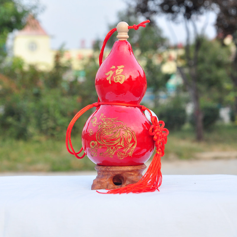 原生态红色喷漆小葫芦 挂件 纯天然开光开口风水葫芦厕所化煞招财