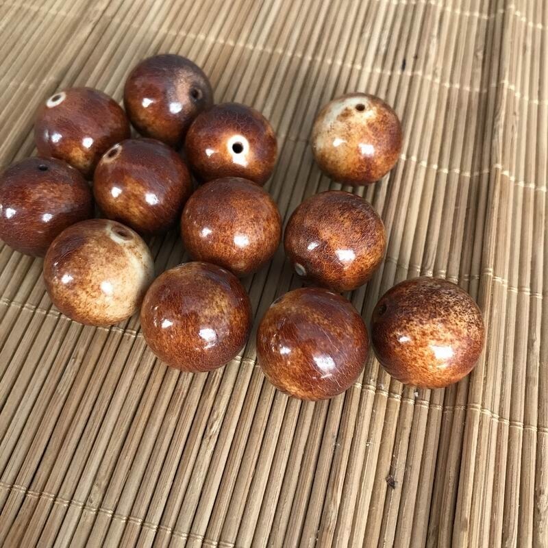 鹿角珠子文玩单颗天然植物上色仿老1.0-2.0佛珠手链