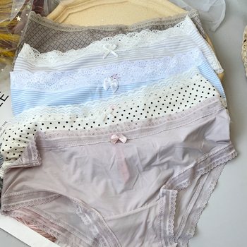 Miss cc ins style milk silk low waist lace sexy cute refreshing pure cotton bottom panties