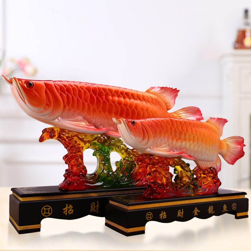 【摆件】大号招财金龙鱼摆件年年有余家居客厅装饰品老板办公