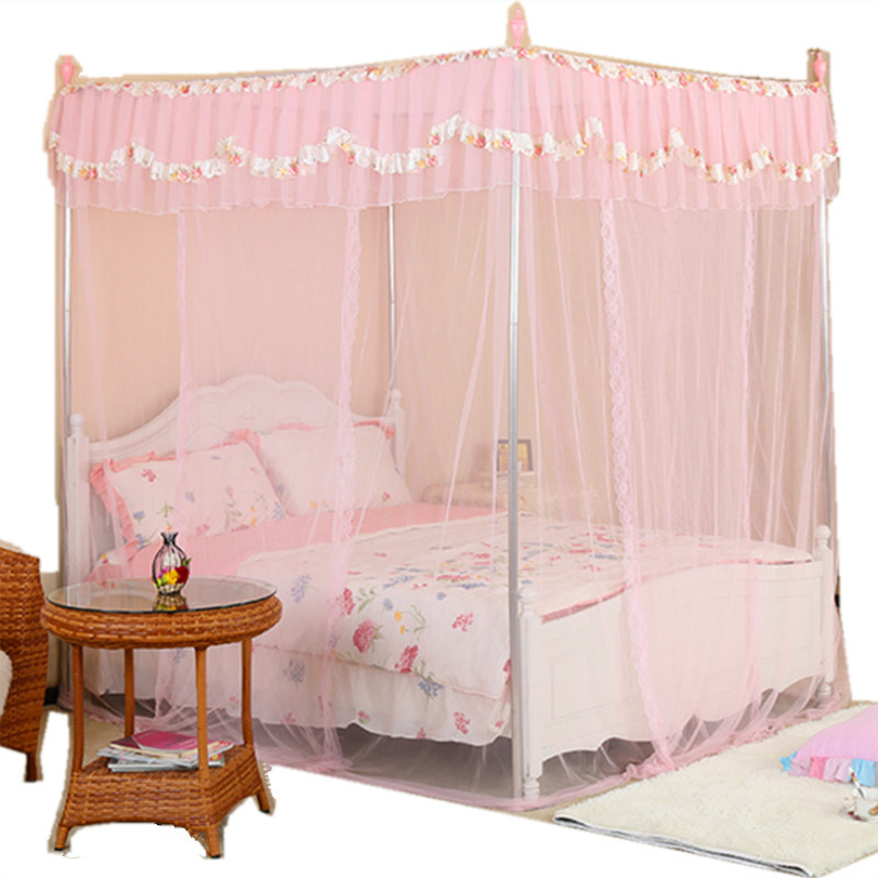 睡安落地地方加粗四柱不锈钢支架压脚宫廷蚊帐蚊帐