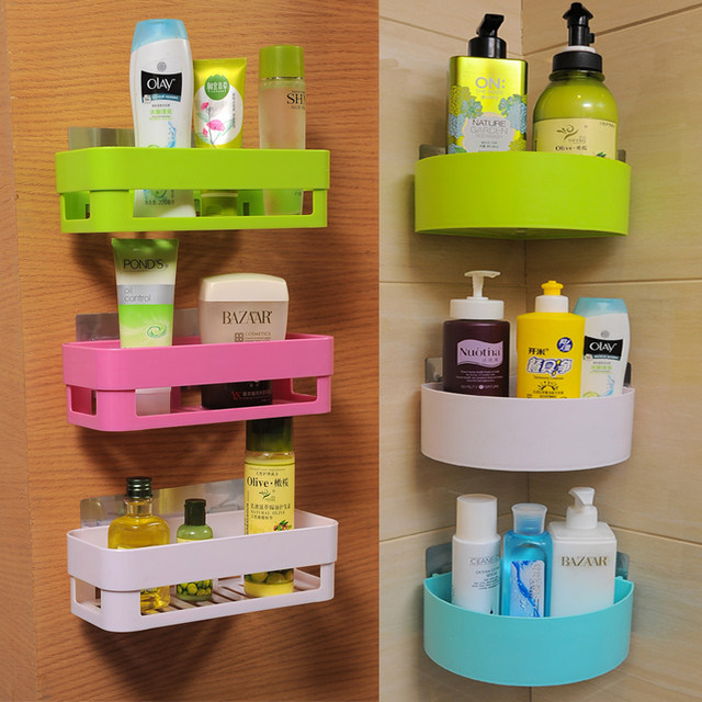 Bathroom wall hanging bathroom shelf suction wall toilet storage box suction cup triangle toilet flushing table free punch Bathroom wall hanging bathroom shelf suction wall toilet storage box suction cup triangle toilet flushing table free punch