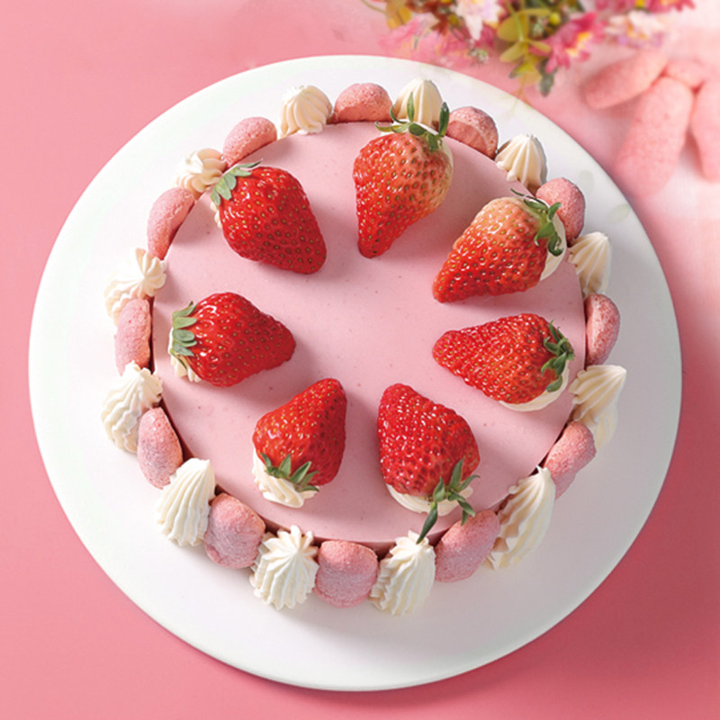 壹点壹客情人节新鲜草莓慕斯开心果奶油生日蛋糕深圳同城配送到家