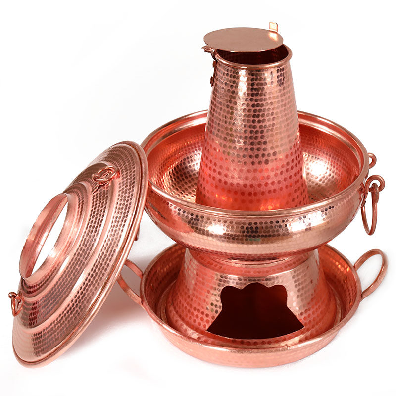 铜火锅家用云南特色纯手工加厚纯铜火锅火锅炭炉木炭铜炊锅老式