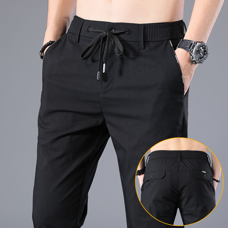 夏季冰丝薄款男士休闲长裤宽松直筒工作韩版潮流百搭小西裤男裤子