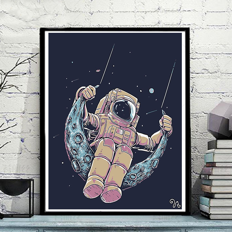 数字油画diy减压手工油彩彩画宇航员星空宇宙diydiy