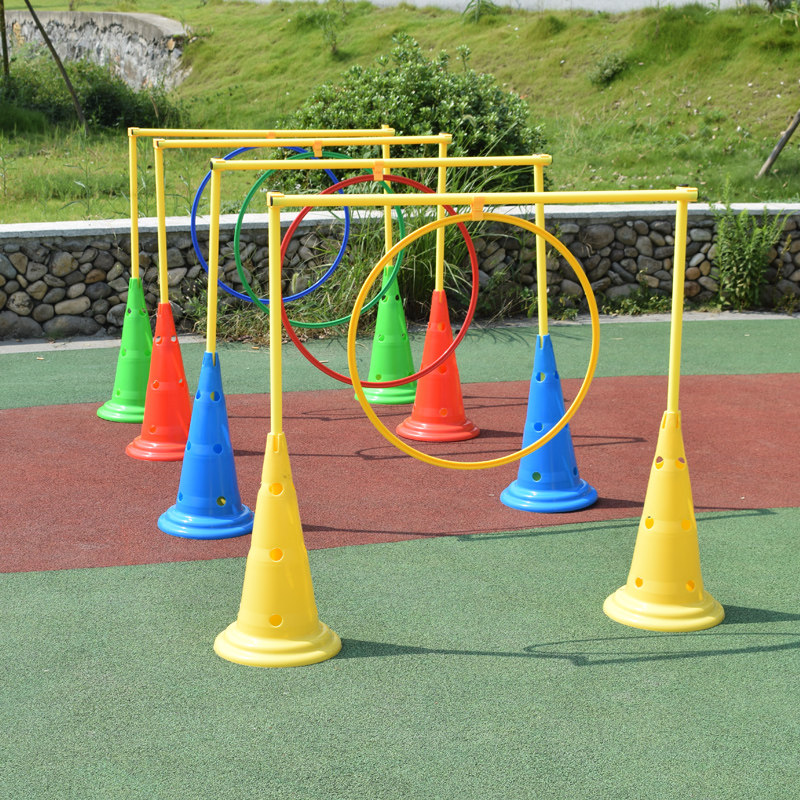 幼儿园路锥雪糕筒跨栏钻洞游戏道具儿童体智能户外感统训练器材