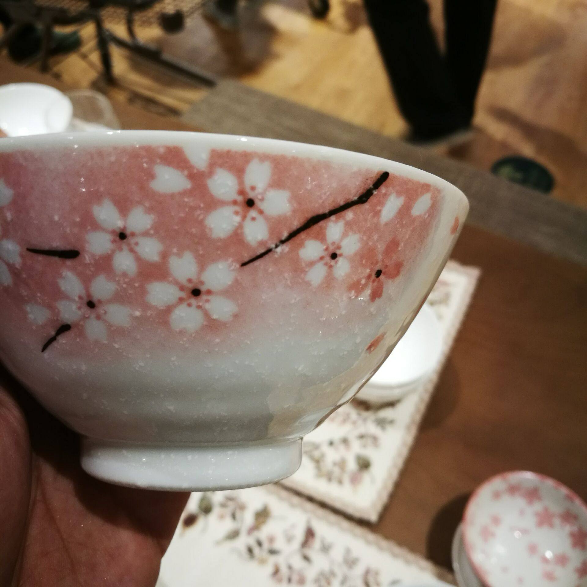 nitori日本制造进口家用陶瓷日式樱花釉下健康碗