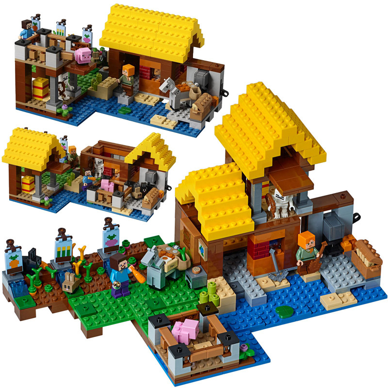 我的世界世界村村庄树屋农场小屋鸡舍男孩子拼装塑料积木