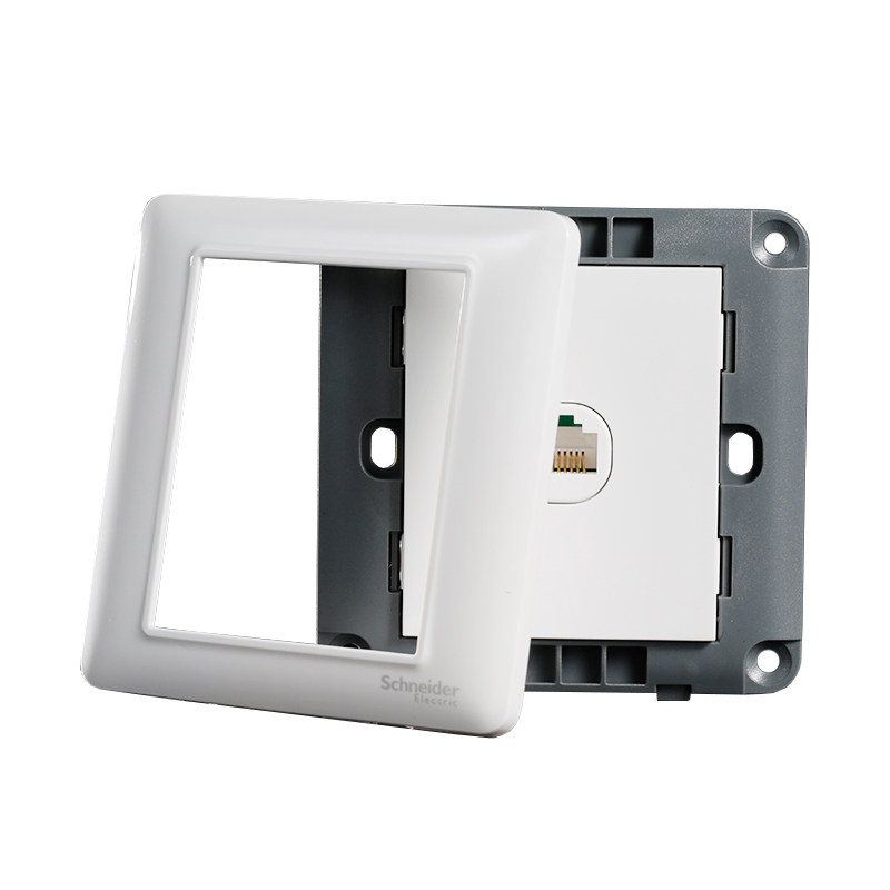施耐德插座 86型暗装超五类网络面板单联八芯网口电脑插座 睿意白