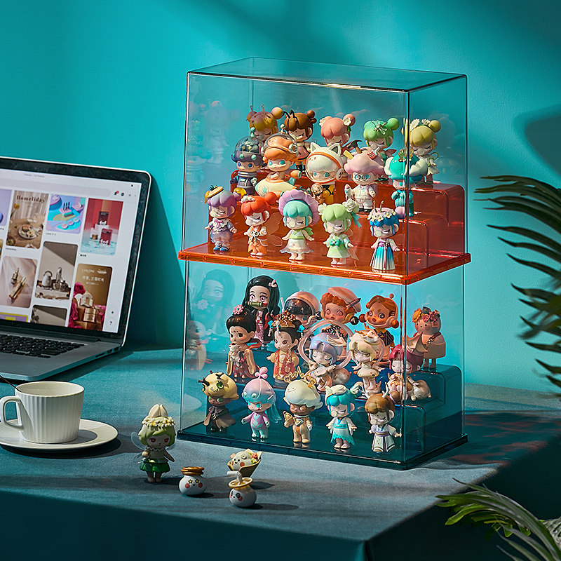 泡泡玛特收纳展示架盲盒防尘公仔盒子popmart陈列透明手办收纳盒