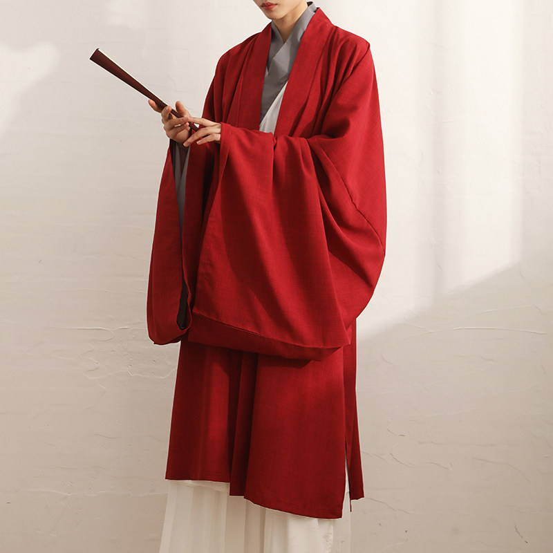 鸟鸣涧木崖9色宋制长衫大放量长褙子男汉服对襟交领大袖现货