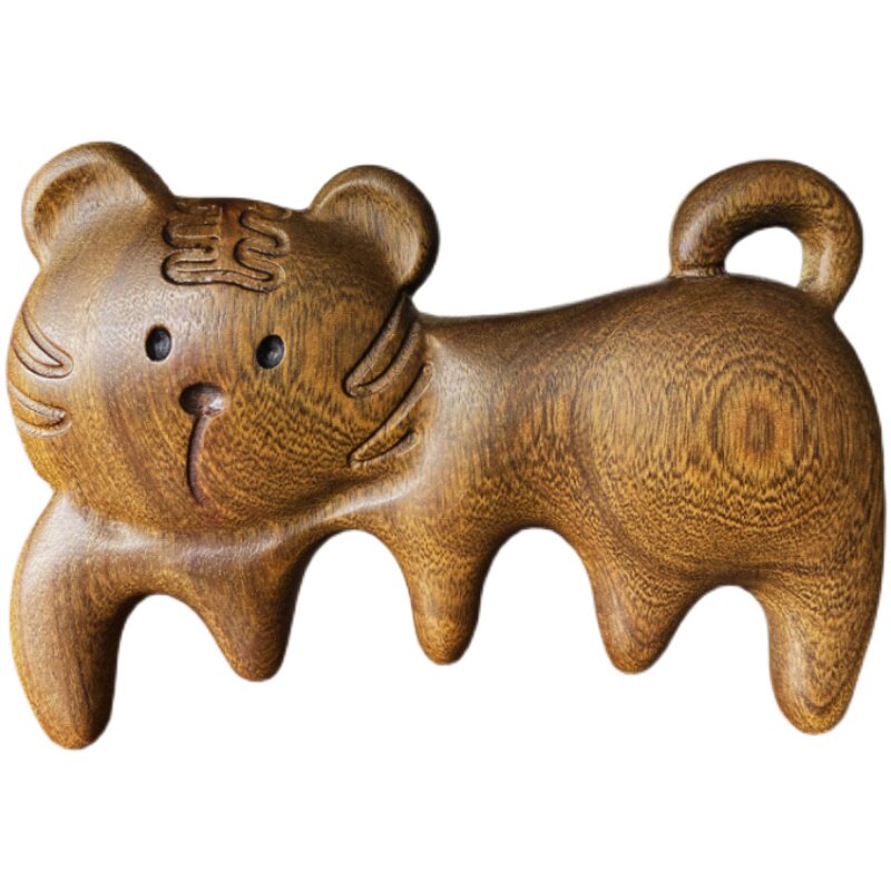 萌虎生肖老虎檀木按摩梳头头皮木梳梳子解压梳子