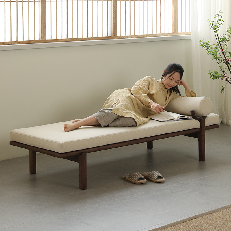 北美胡桃木贵妃榻新中式太妃沙发躺塌卧室美人贵妃椅