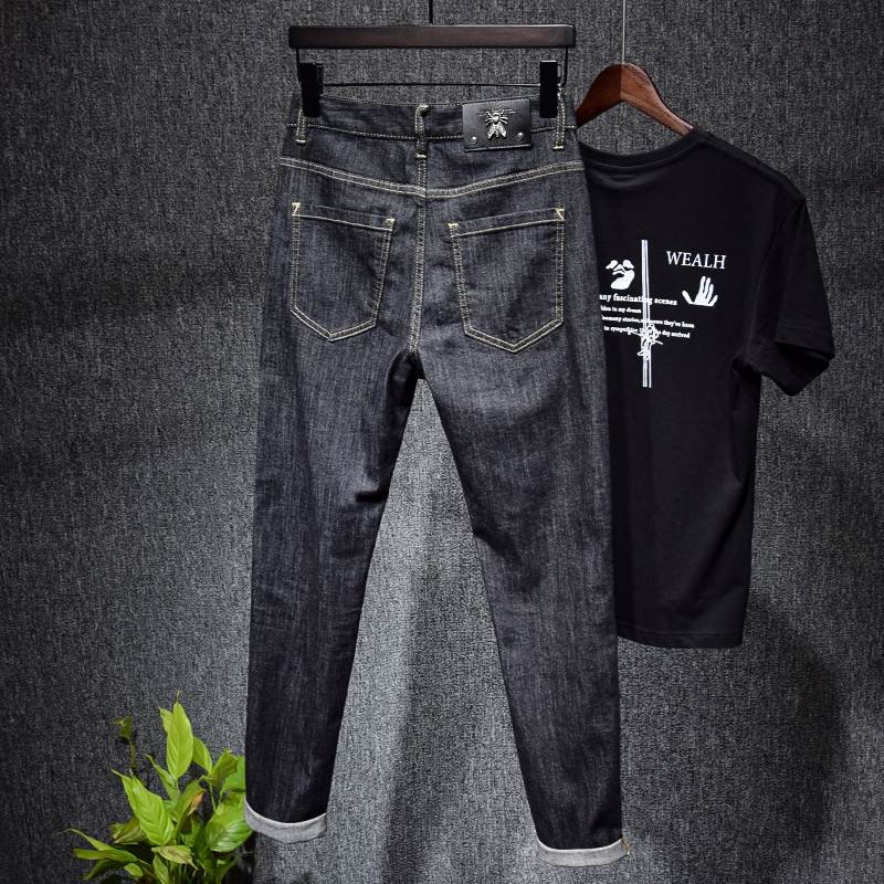 黑色牛仔裤男秋季潮流款高端百搭弹力小脚显瘦休闲丹宁软质感裤子