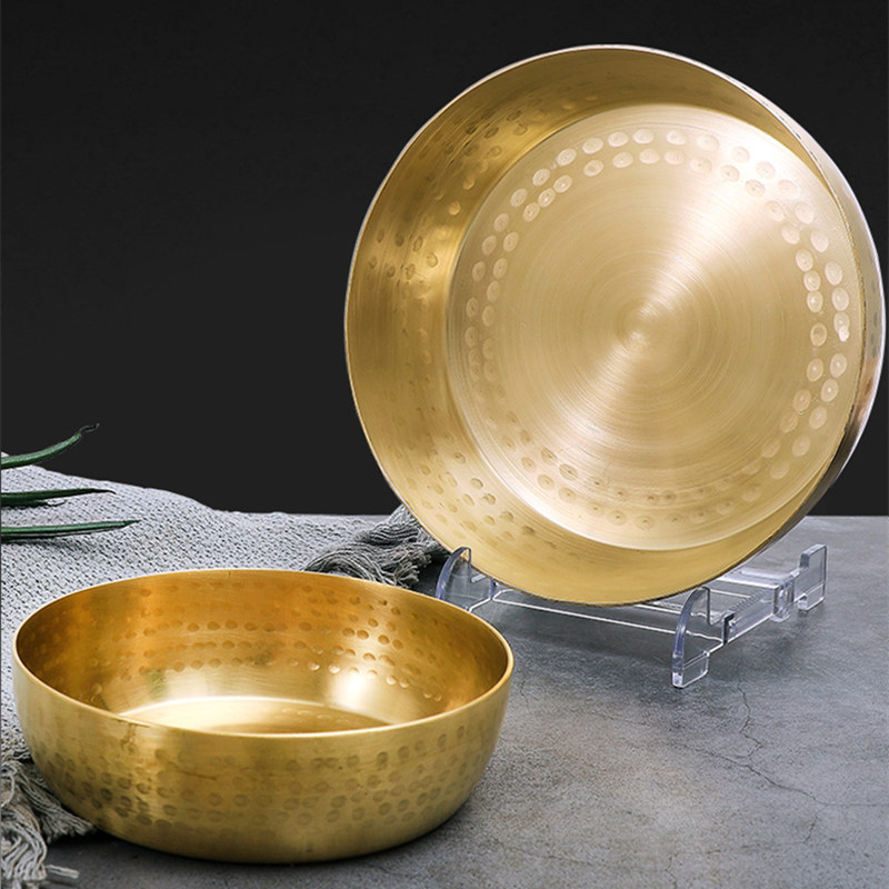 黄铜手工手工制制作铜碗铜碟盆铜碗风水水盆神盆碗