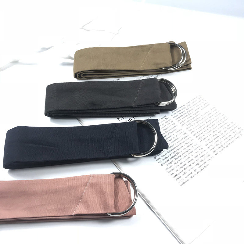 腰带厂家棉布阔腿百搭男女纯色布腰带环扣双环腰带