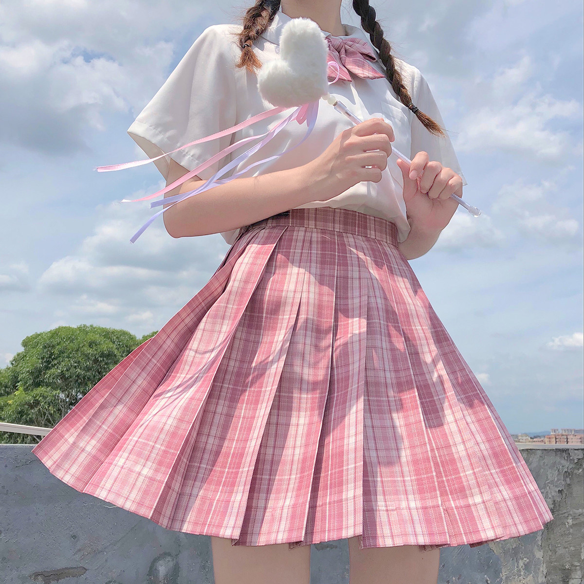 现货速发奥斯汀玫瑰麻瓜星球jk制服格裙粉色半身裙