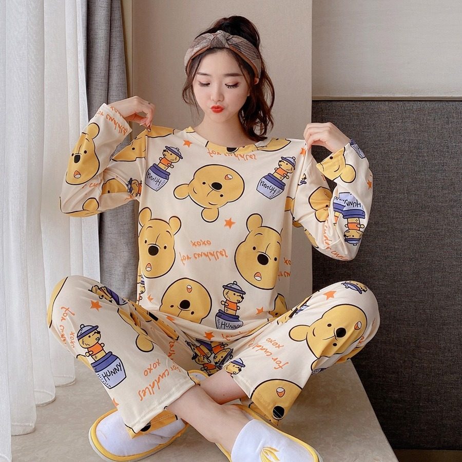 睡衣女春秋季长袖纯棉新款韩版可爱甜美宽松睡衣