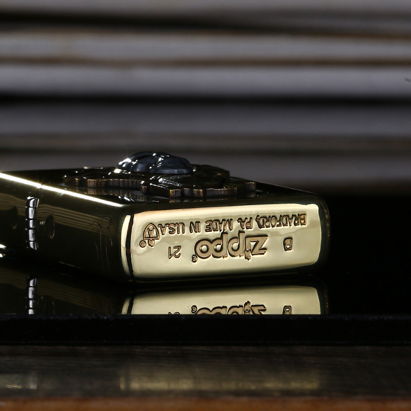 打火机zippo正版哈雷发动机纯铜银芝宝官方正品男士煤油送礼物zp