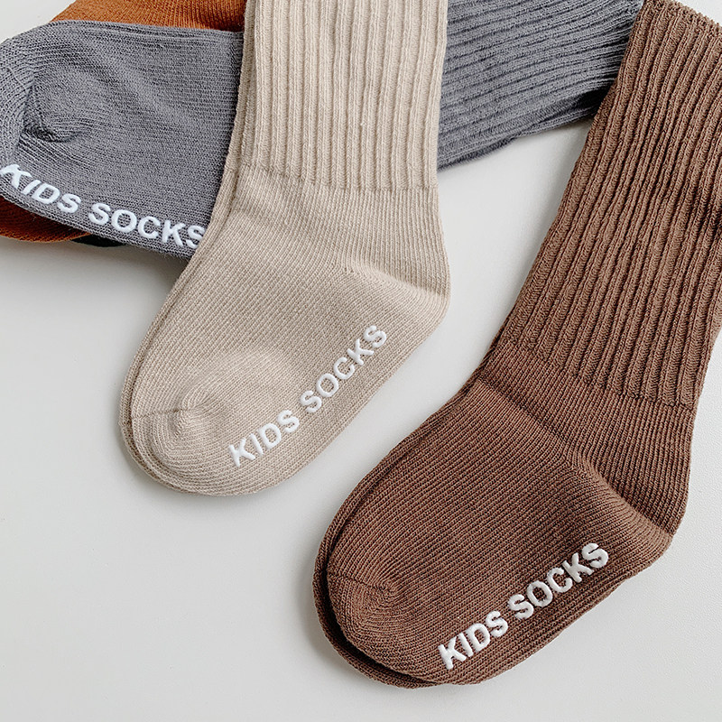 rouyi春秋婴儿防滑胶点袜无骨高筒宝宝百搭袜子儿童地板袜堆堆袜