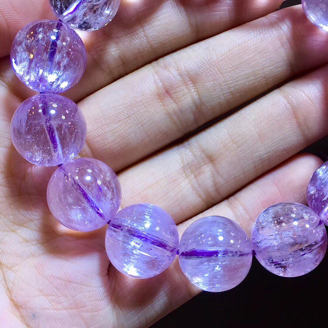 心灵面包包紫锂辉水晶皇后女神冰种手链串全手链