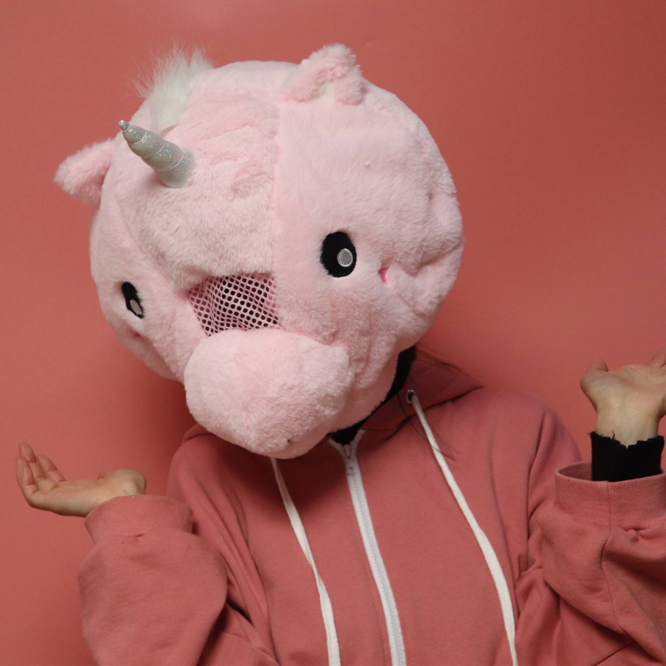 包围独角兽帽子头套ins可爱卡通搞怪少女粉色帽子