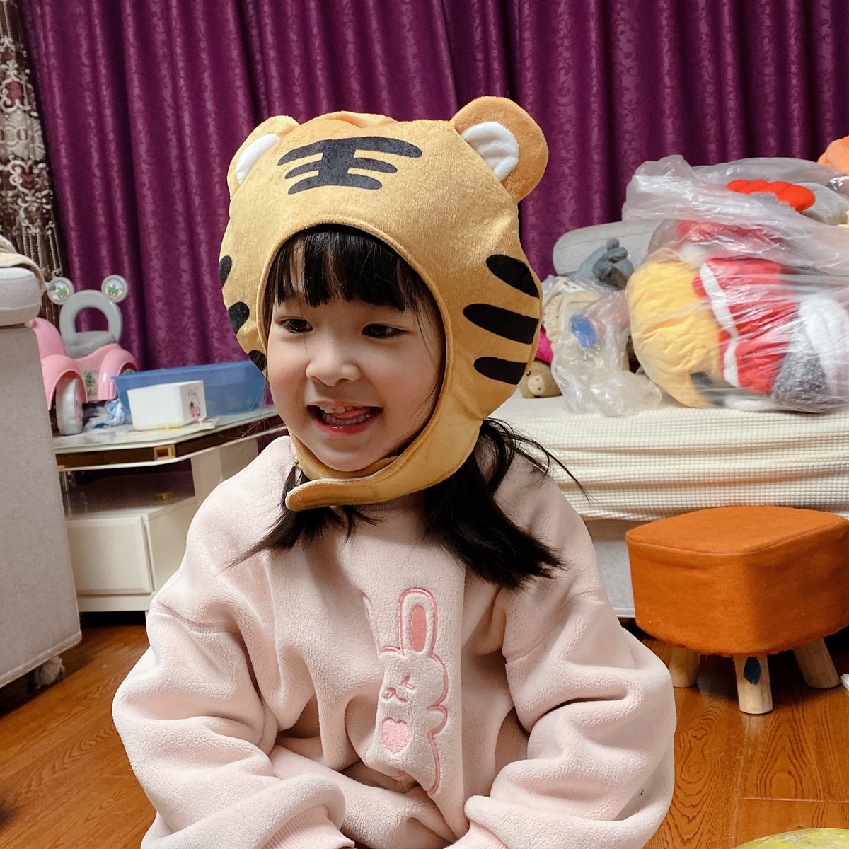 虎年头套表演元旦幼儿学校拍照帽子老虎头生肖帽子