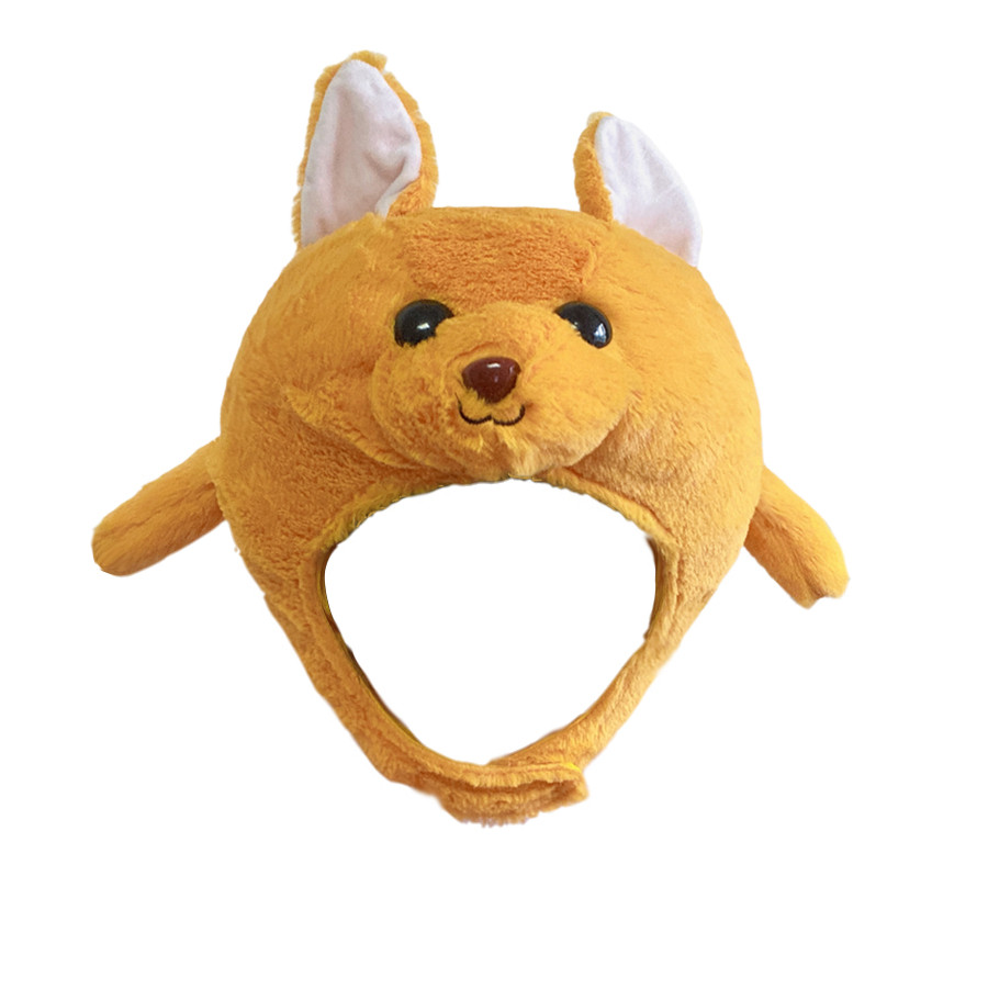 日韩ins甜美可爱毛绒动物园出游袋鼠头套帽子帽子