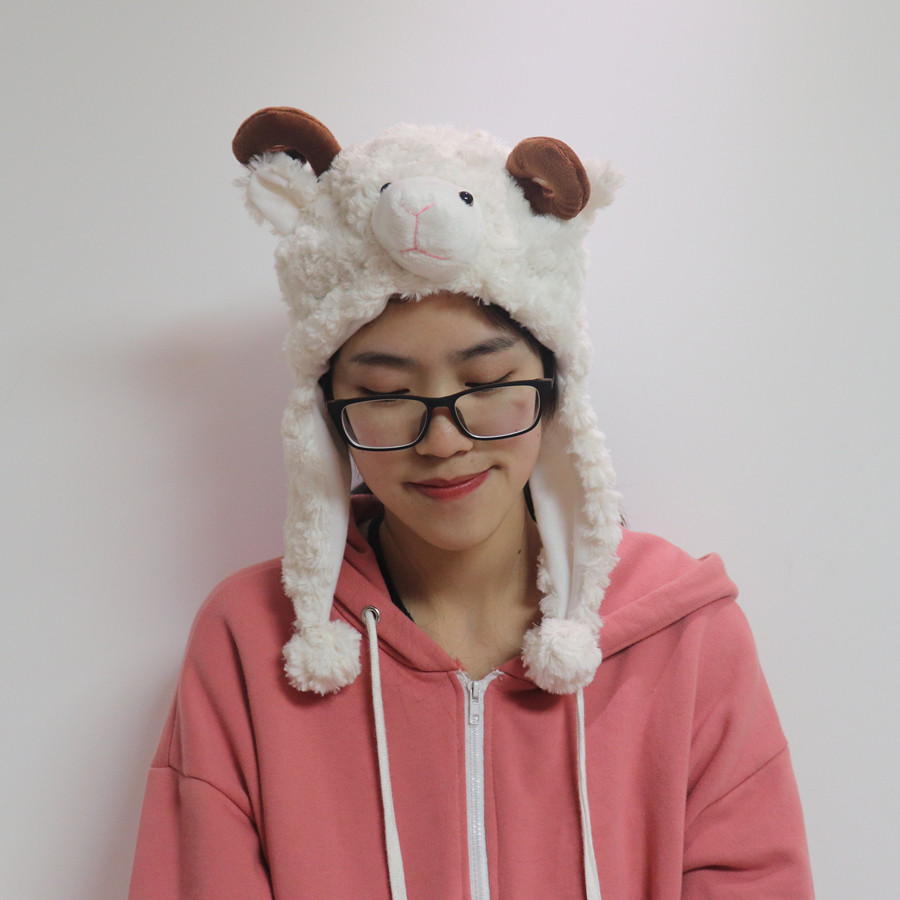 ins拍照道具可爱爱搞毛绒小绵羊头套少女帽子帽子