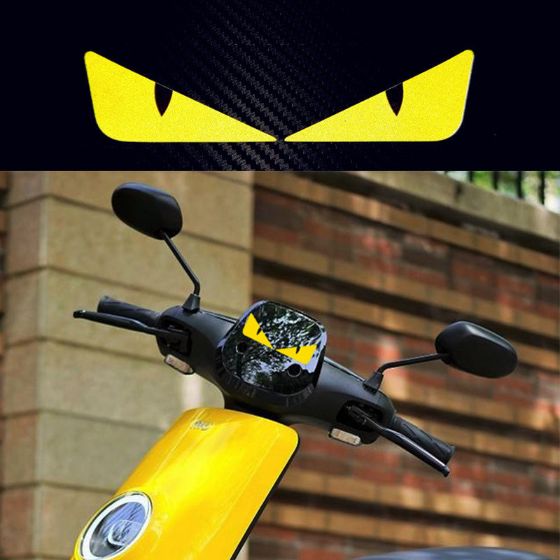 电动摩托车贴纸装饰反光眼睛恶魔雅迪小牛爱玛电动车贴