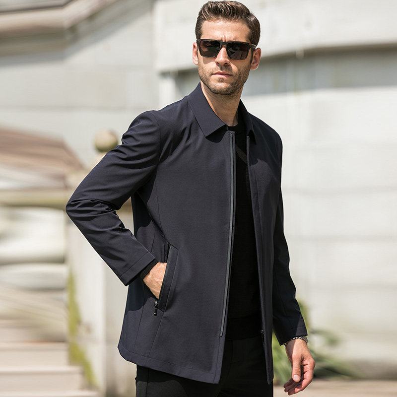 秋季夹克男中年2019新款男士外套商务休闲春秋宽松爸爸装男装翻领