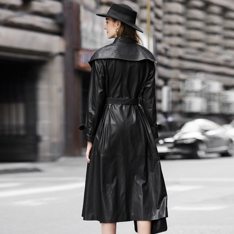 2020新款欧洲站真皮皮衣女长款修身外套大牌修女皮衣