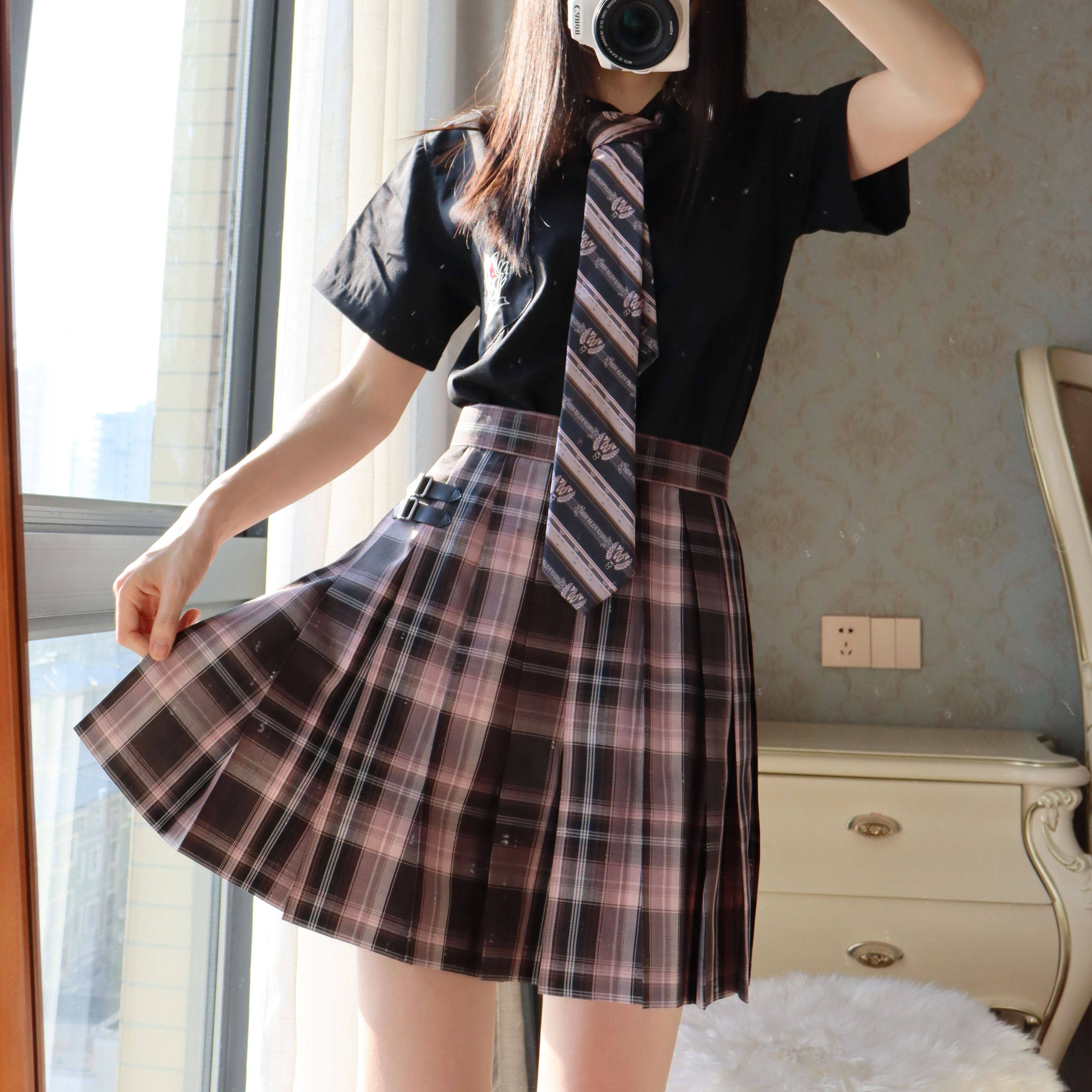 实拍jk制服裙日系班衬衫套装一套格裙百褶裙半身裙