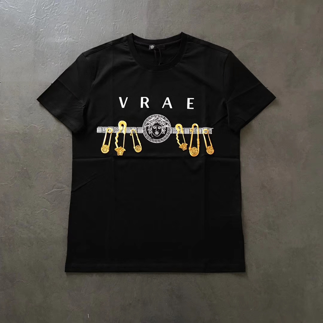 2020SS春夏新款瓦萨美い杜莎刺绣别针头像搭配字母 时尚圆领短T