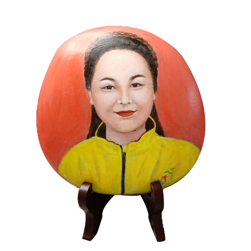 石头画成成品人物画卡通头像定制一家三口情侣手绘真人漫画