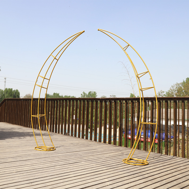 道具新款婚庆铁艺烤漆象牙拱门结婚装饰牛角拱门