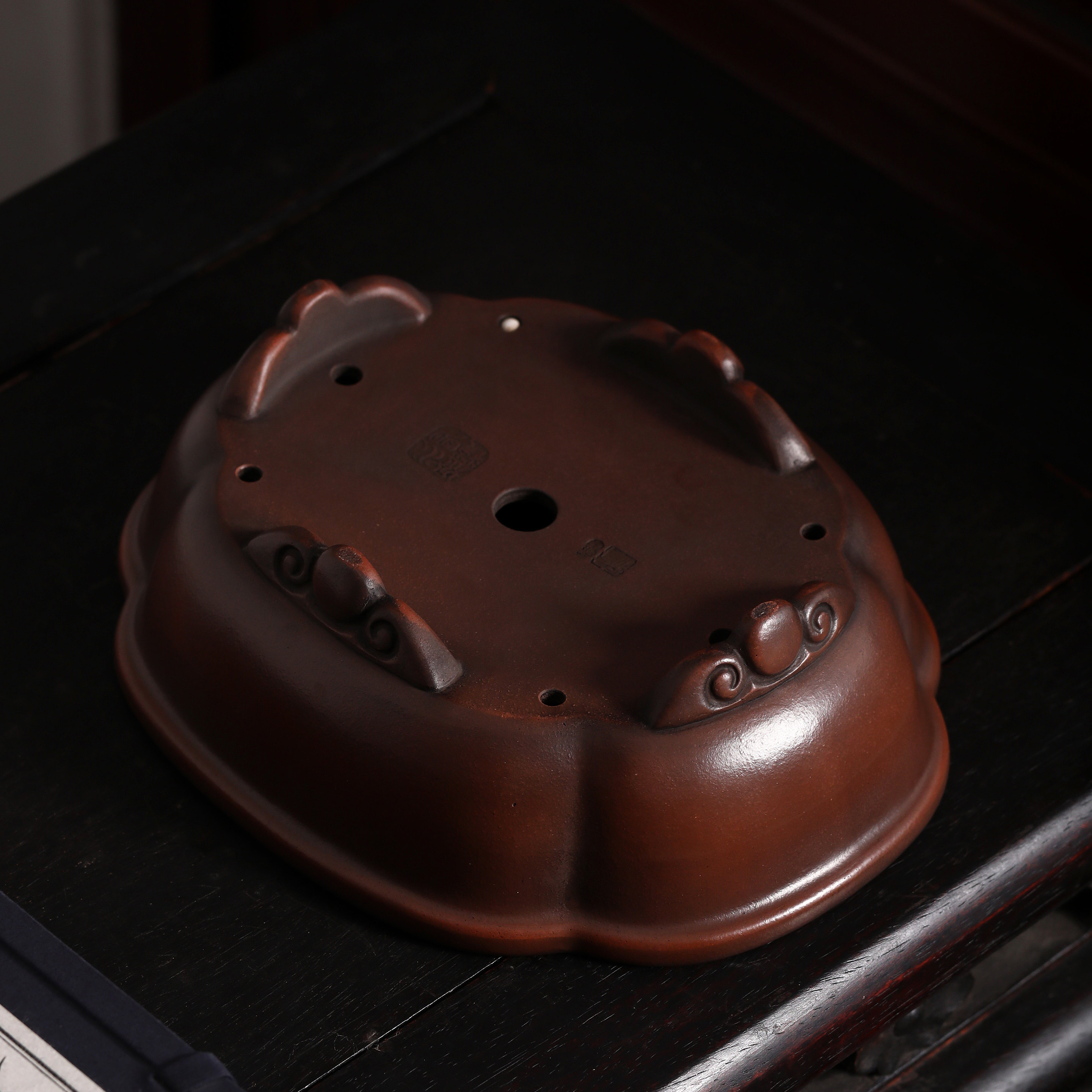 宜兴紫砂花盆朱水明盆艺海棠盆景树桩觅陶乡仿古古如意花盆