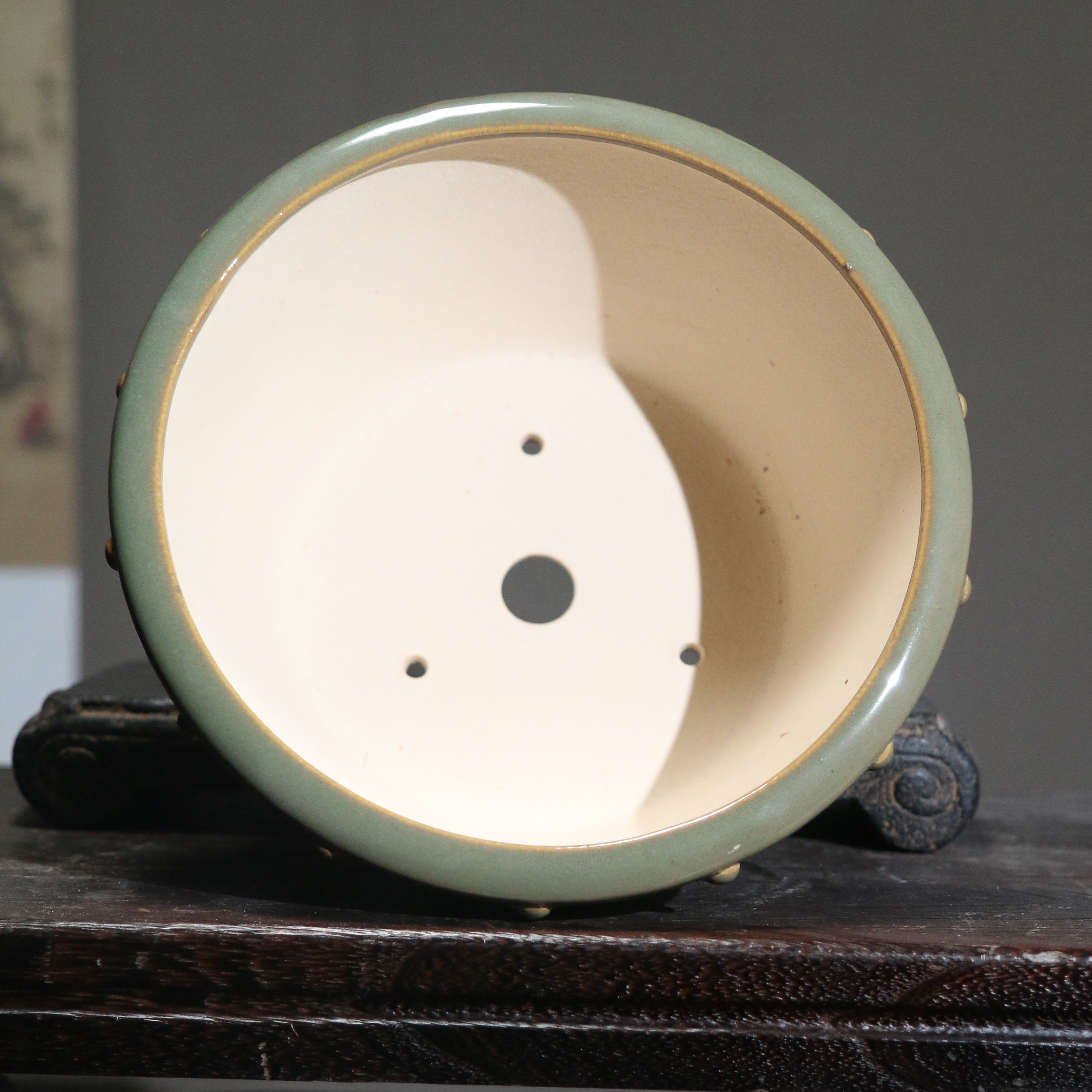 紫砂花盆圆形鼓盆陶瓷盆景盆斗盆觅陶乡张治诚桌面花盆