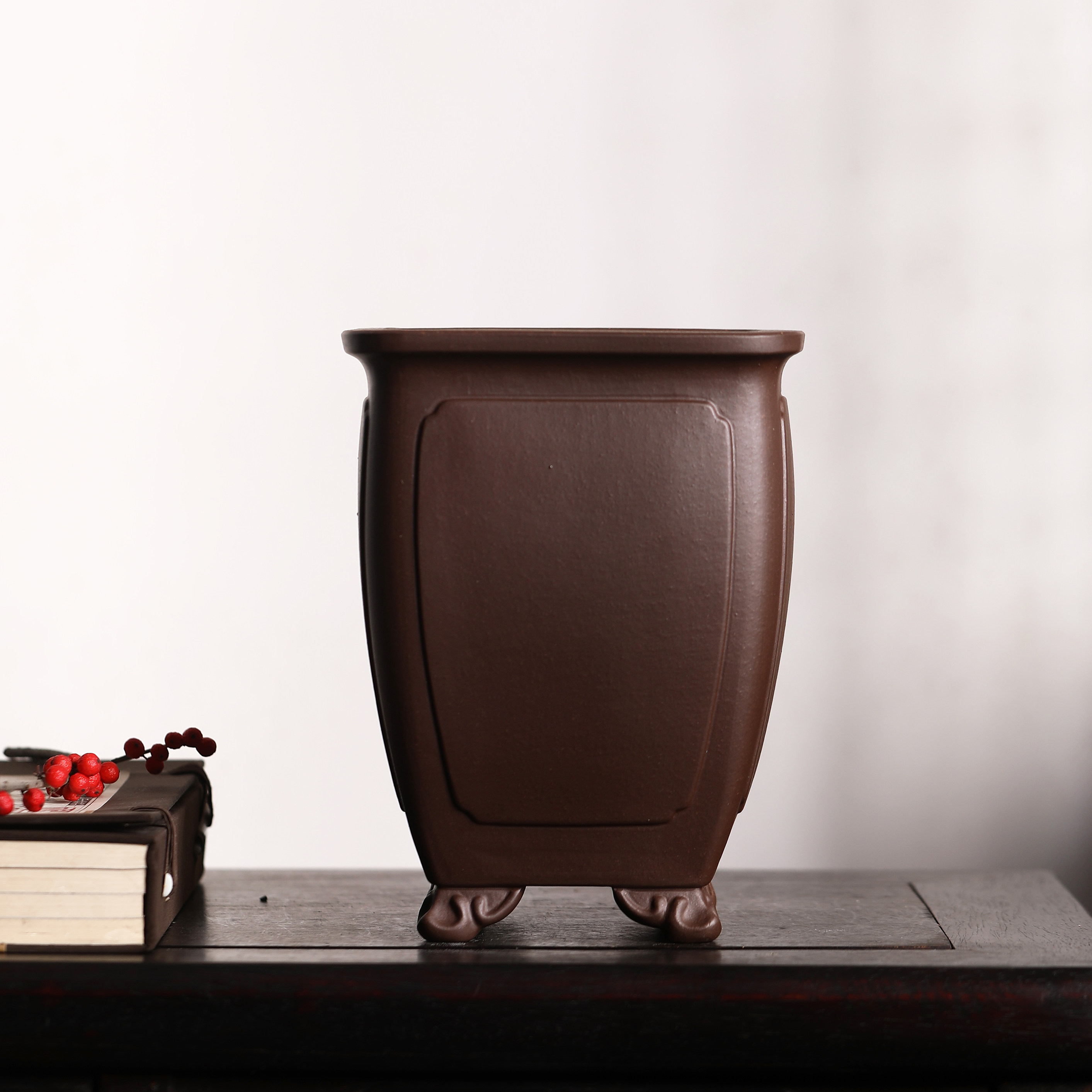 宜兴原矿紫砂精品兰花盆王永清名家盆奎面四方盆景盆正方形兰盆