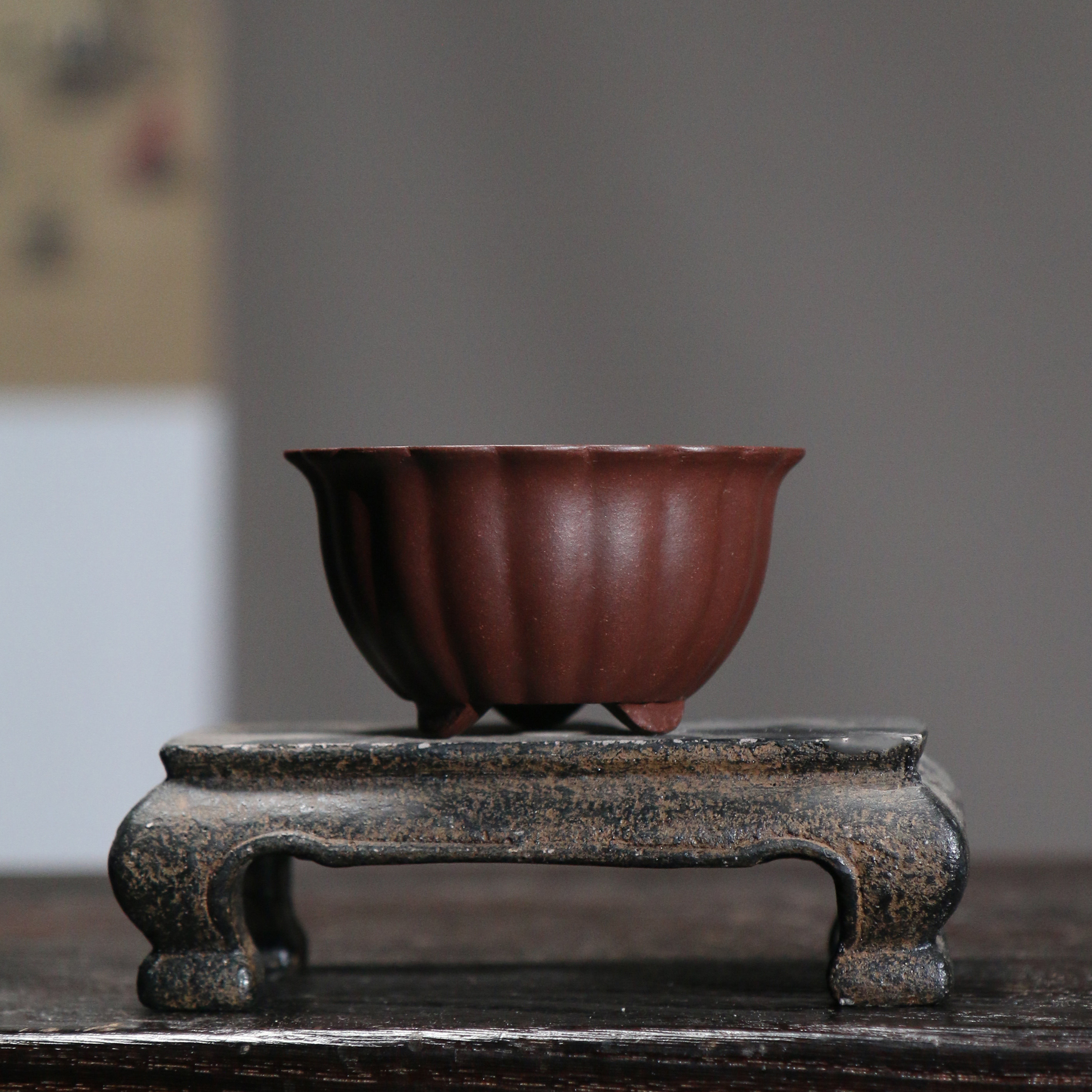 紫砂花盆微型盆景陶瓷绿植拇指迷你掌上手掌花盆