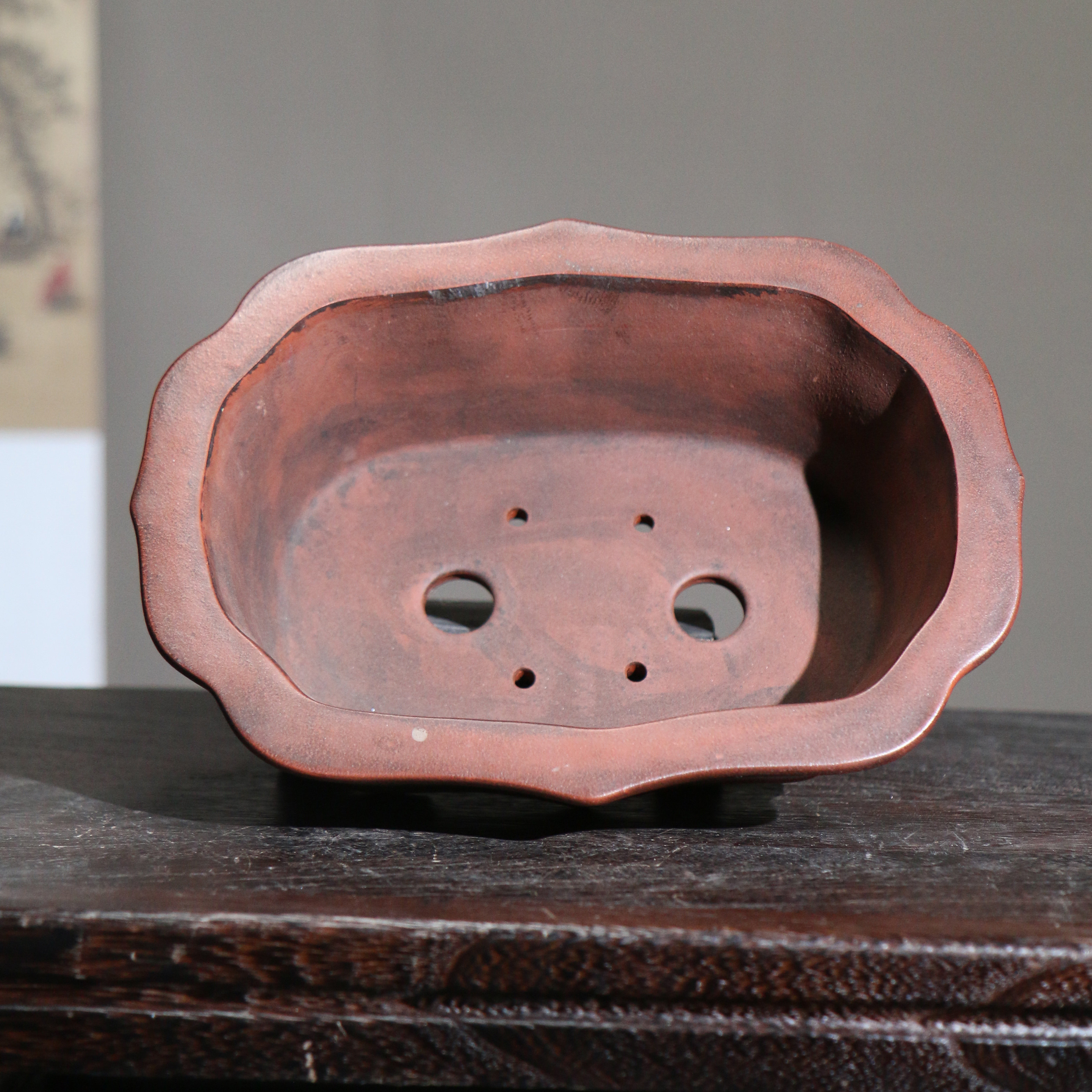 紫砂花盆民国国风盆仿老盆仿古长方形马槽盆禅花盆