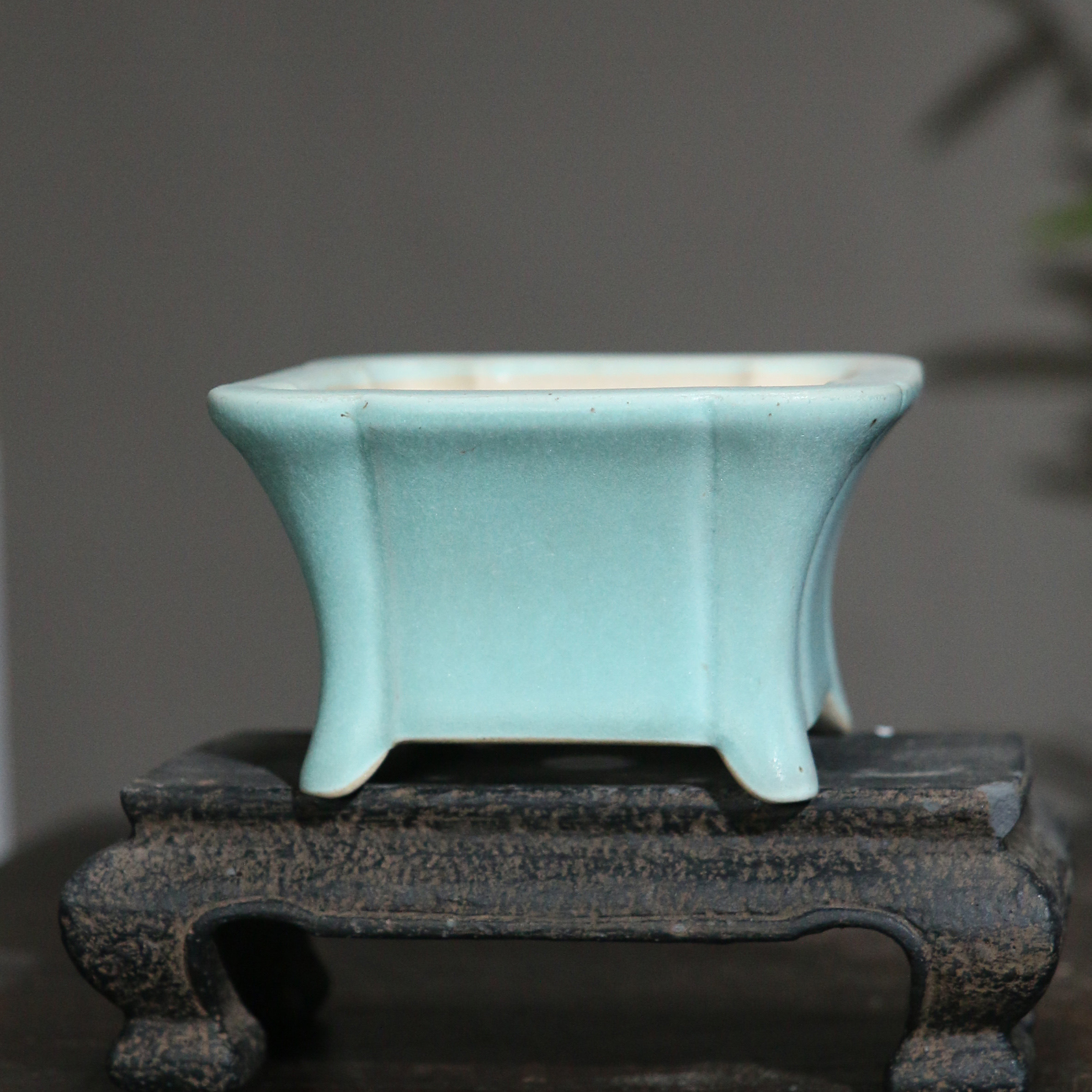 竹节紫砂花盆陶瓷盆景仿古青瓷开片汝窑新品花盆