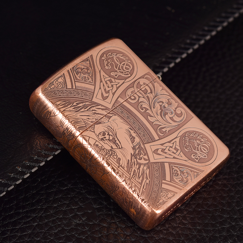 铜化佐罗纯紫紫铜精雕煤油防风打火机氧化材质煤油打火机