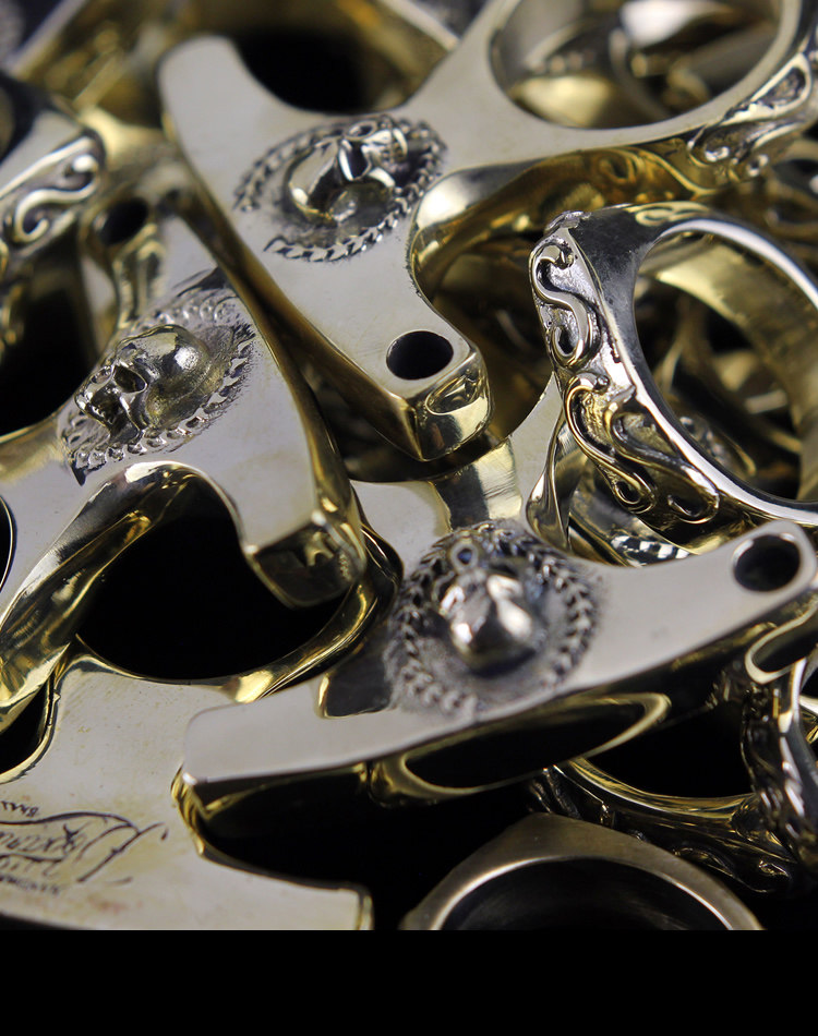 户外黄铜指虎edc免费刻字防身骷髅单指防身防狼战术破窗男礼物